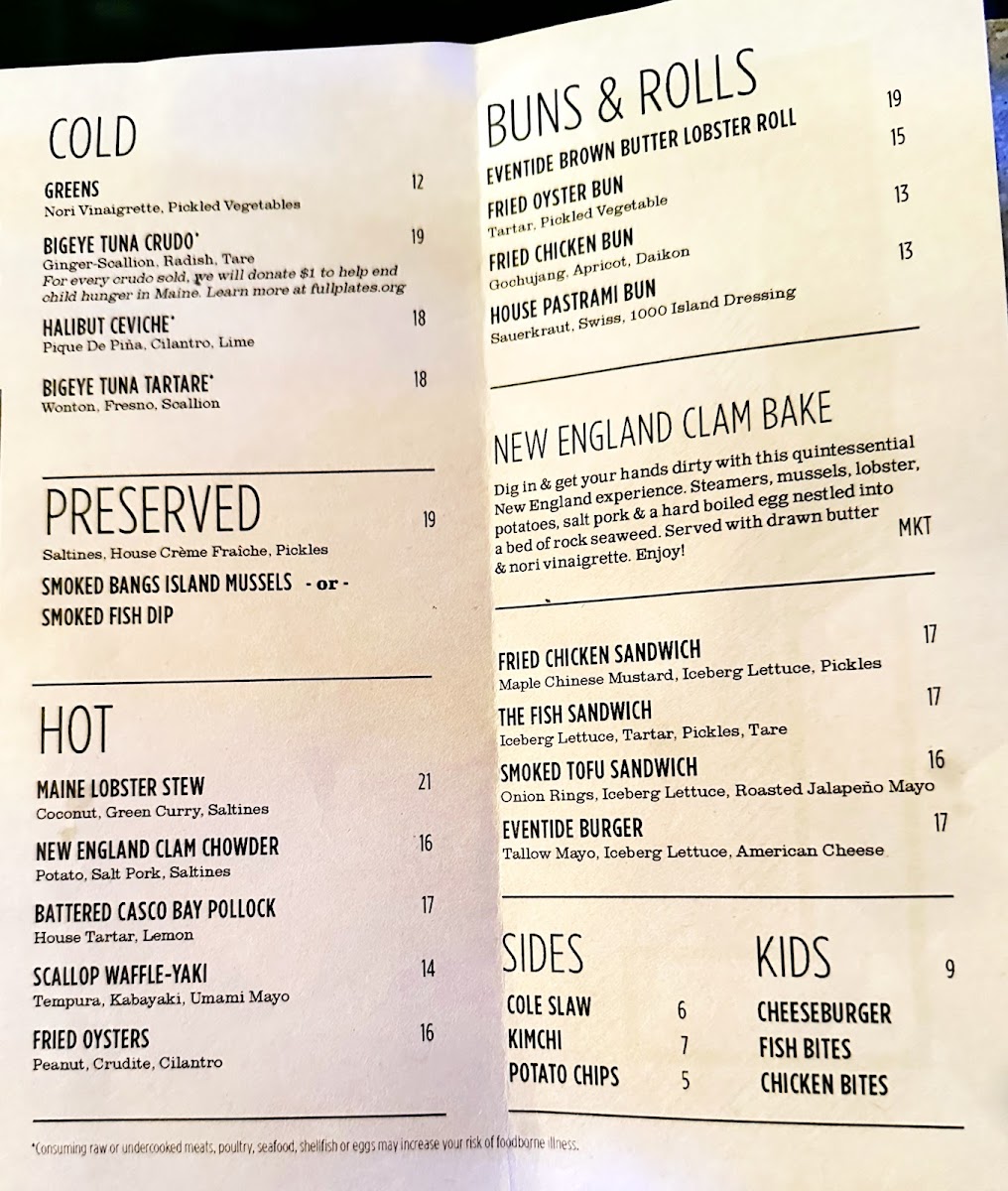 Menu Eventide Oyster Co.-1