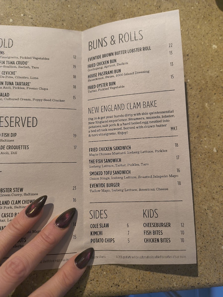 Menu Eventide Oyster Co.-10