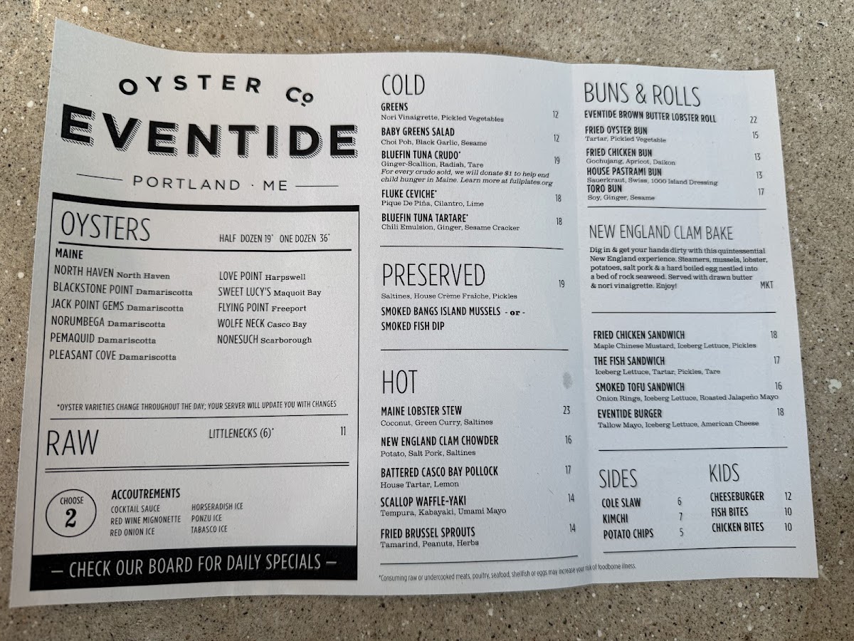 Menu Eventide Oyster Co.-5