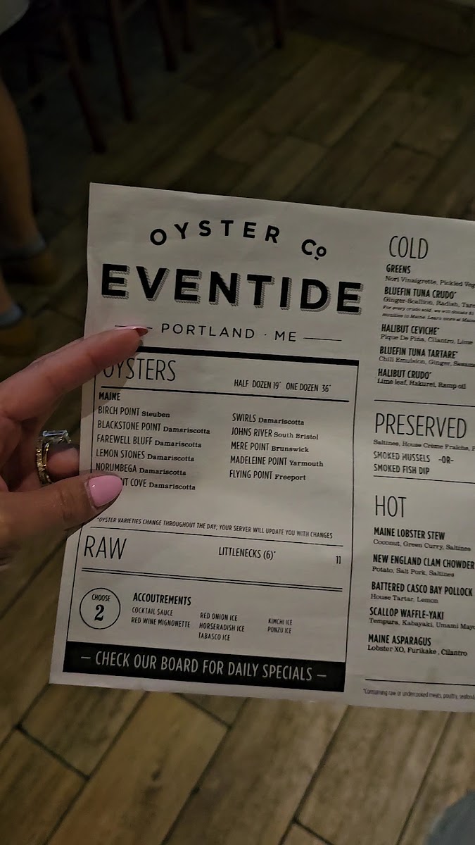 Menu Eventide Oyster Co.-6