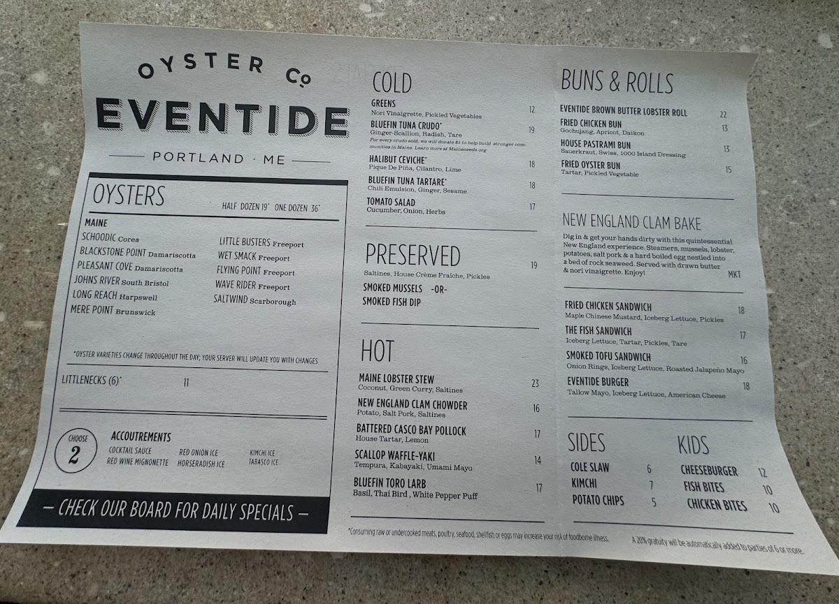 Menu Eventide Oyster Co.-8
